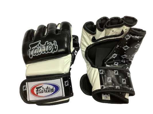 Fairtex MMA Gloves FGV17 Split Knuckles Black White