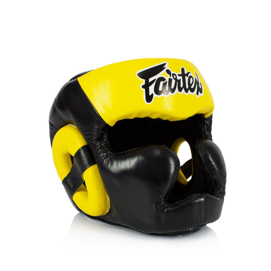 Fairtex HG13 Yellow/black Diagonal Vision Sparring Headguard Full Head Cover